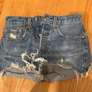 Levi's Blue Distressed Jean Shorts